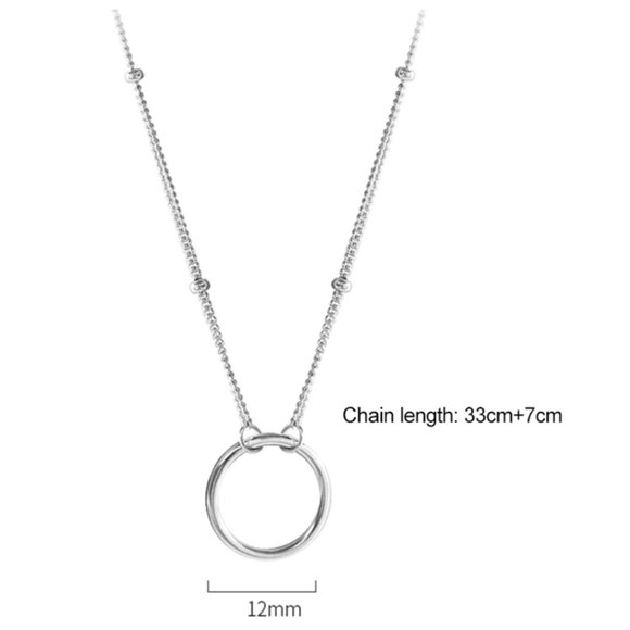 925 Sterling Silver Circle Ring Choker Necklace - Picture 5 of 16